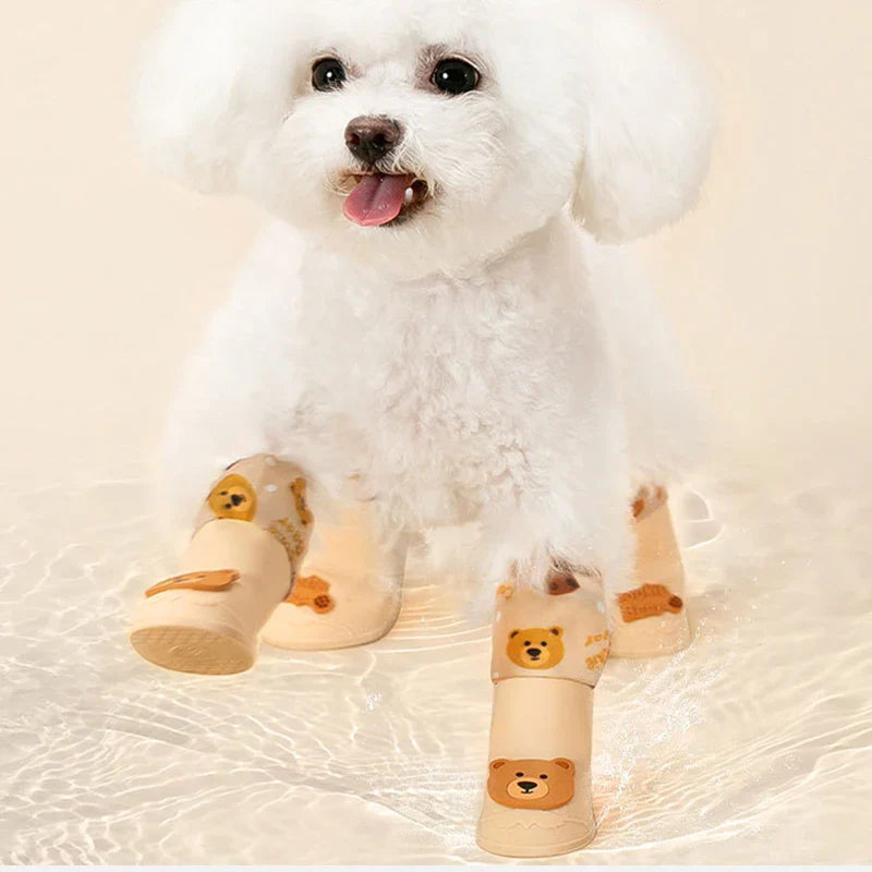 Pet Silicone Rain Shoes Dog Booties Rubber – 4Pcs Set
