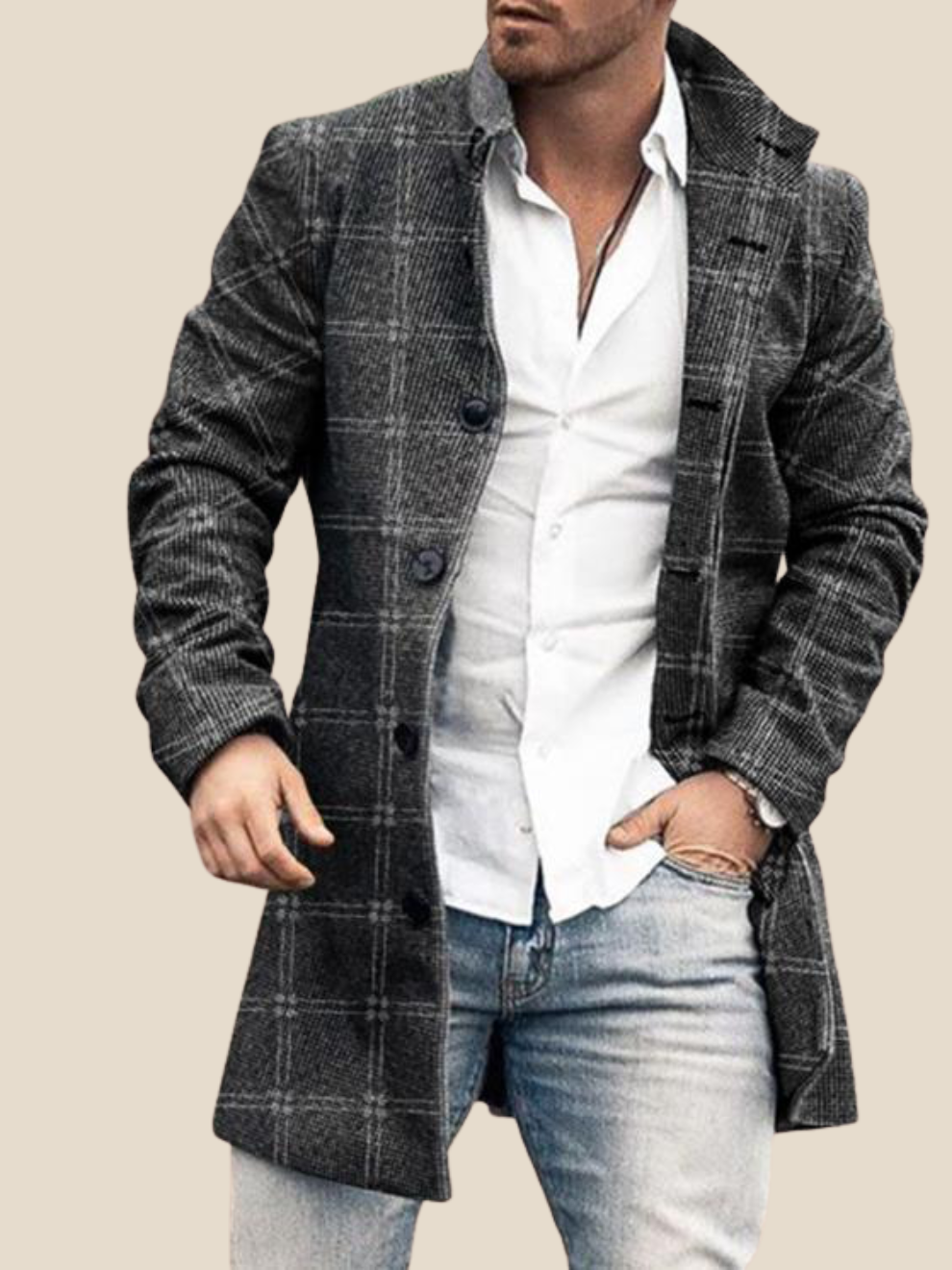 Emil | Lang mønstret frakke