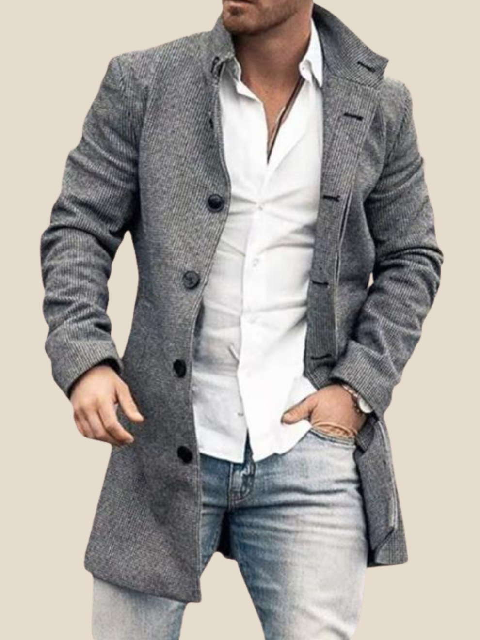 Emil | Lang mønstret frakke